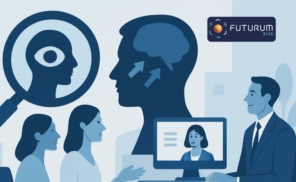 Blue Inforgraphic showing how Behavioural Detection is implemented in the employee interviewing process to ensure correct employee vetting