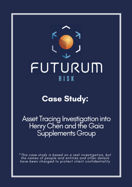 Cover Image for Futurum Risk's Asset Trace Case study on Henry Chen and the Gaia Supplements Group