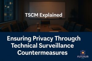 Cover Image for futurum's Technical Surveillance Countermeasures with an image depicting a bug sweeping through an organisation