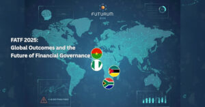 Global map with flag icons indicating the countries involed in the FATF 2025 governance conference